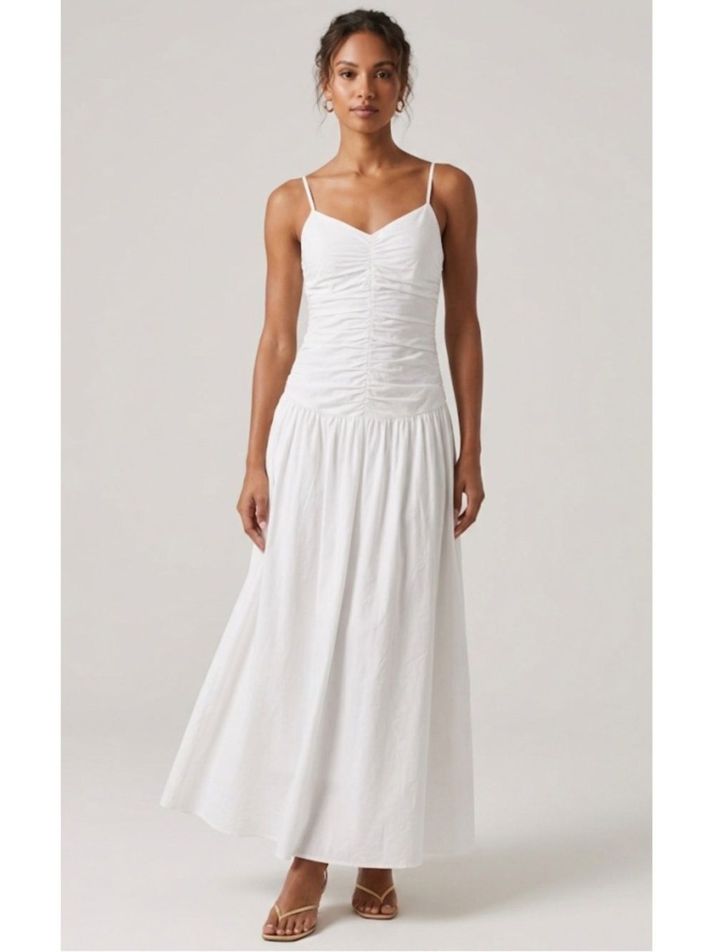 New O.P.T Soraya Ruching Drop Waist Romantic Honeymoon Bridal Resort Maxi Dress